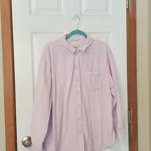 2/$10 American Eagle Outfitters Pink Corduroy Button Down Shirt